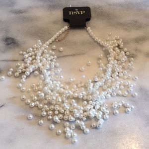 Charming Charlie RSVP Faux Pearl Illusion Necklace